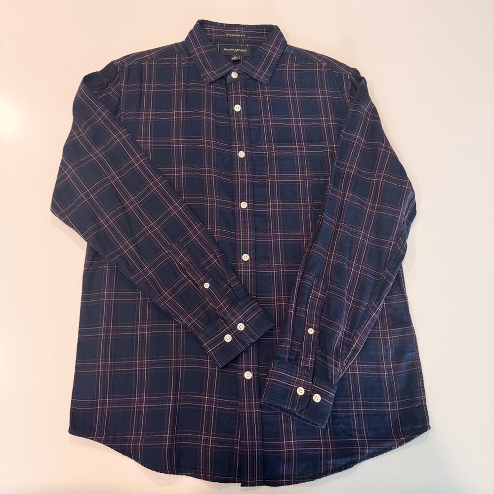 Banana Republic Dark Blue and Red Plaid Shirt